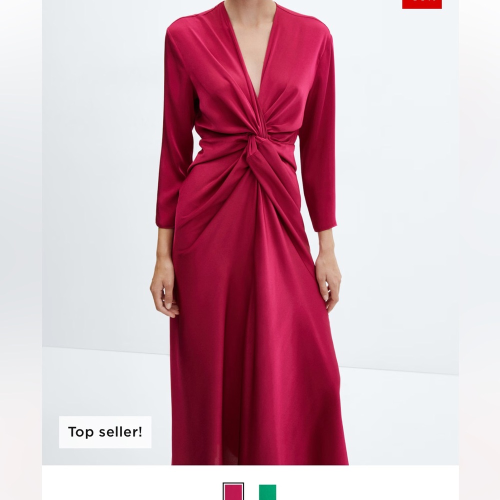 Satin pink dress with knot